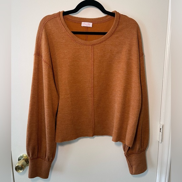 Pink Lily Sweater in Burnt Orange - Picture 1 of 4